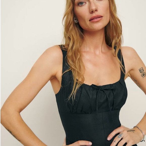 NWT Reformation Balia Black Linen Maxi Dress Size 12 - Picture 2 of 14